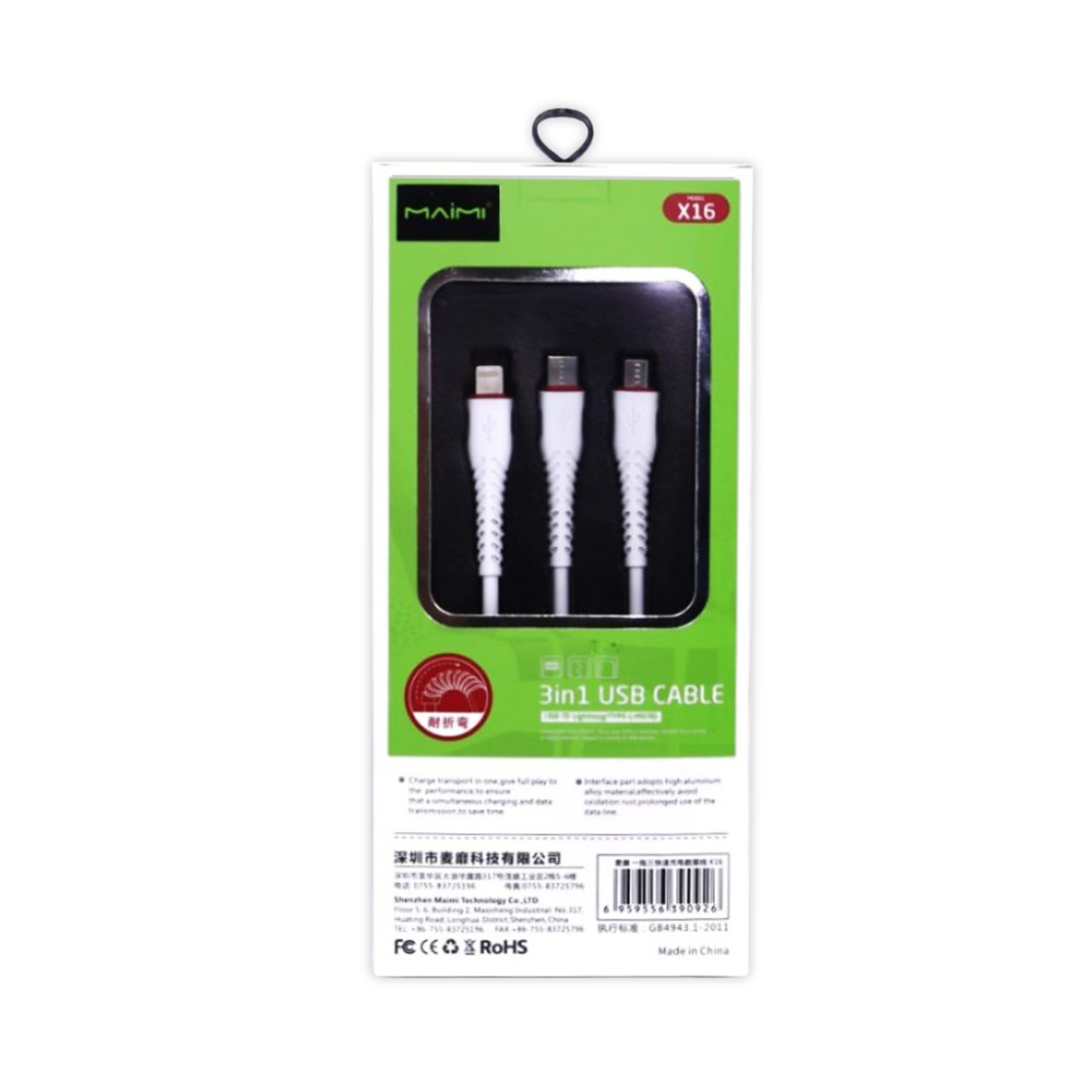 KABEL DATA MAIMI X16-3IN1-MICRO/IOS/TYPE-C ORIGINAL